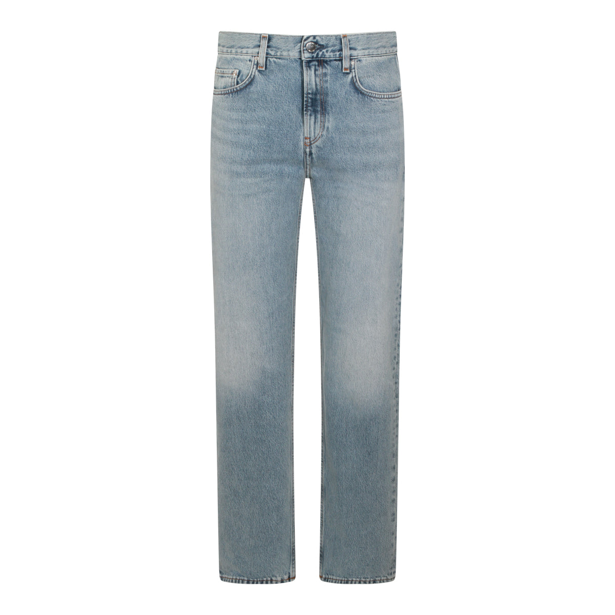 LIGHT BLUE COTTON LOW STRAIGHT DENIM JEANS