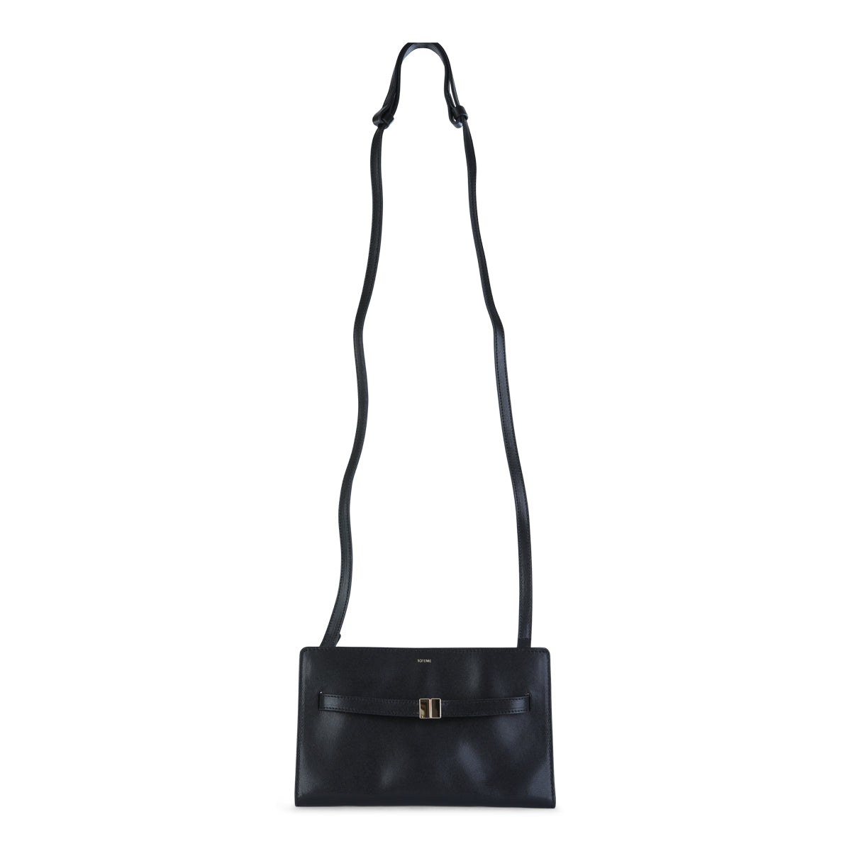 BLACK LEATHER BELTED CROSSBODY BAG