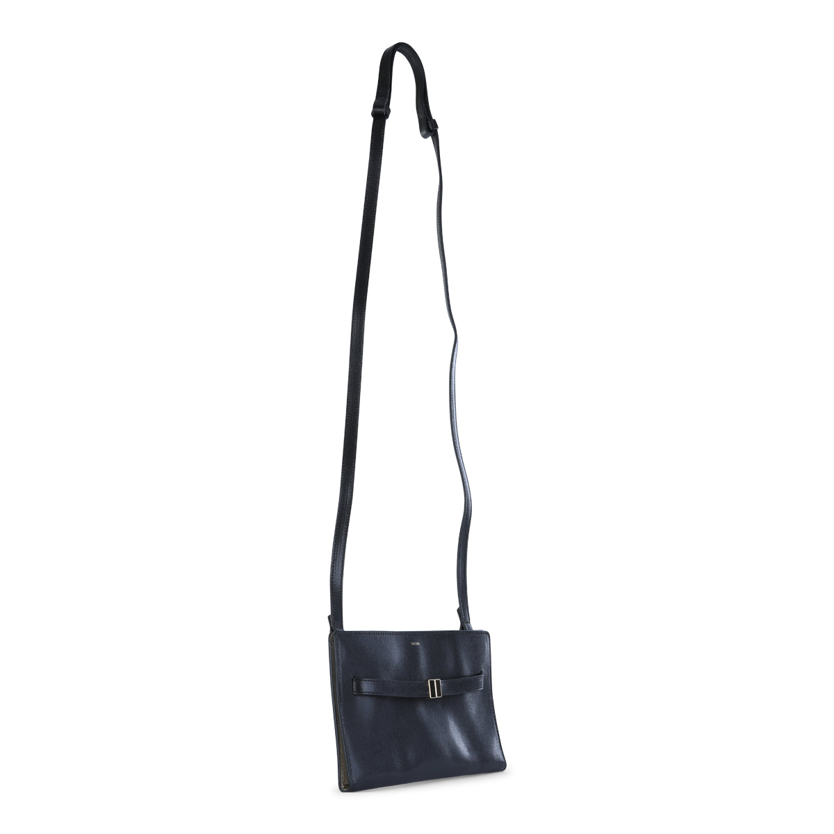 BLACK LEATHER BELTED CROSSBODY BAG