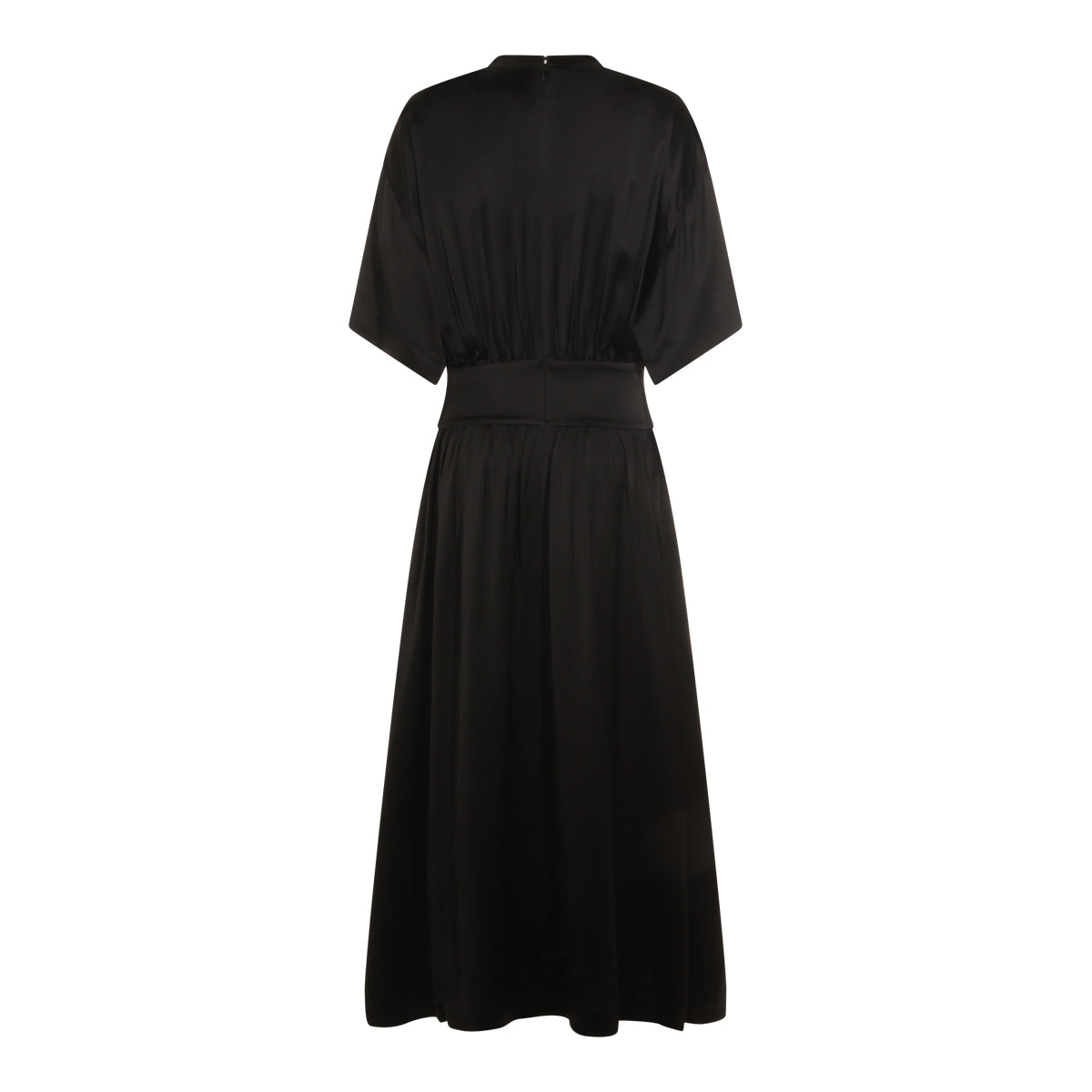 BLACK SATIN TEE DRESS