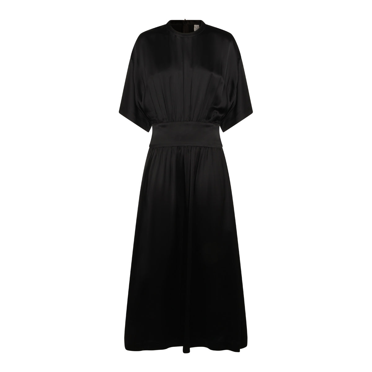 BLACK SATIN TEE DRESS