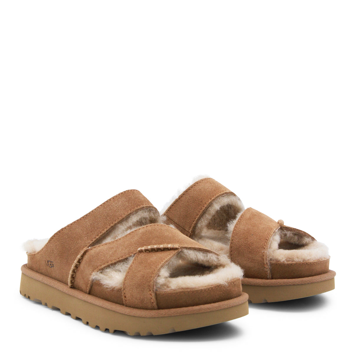 CHESTNUT SUEDE GREENPORT CROSS STRAP SANDALS