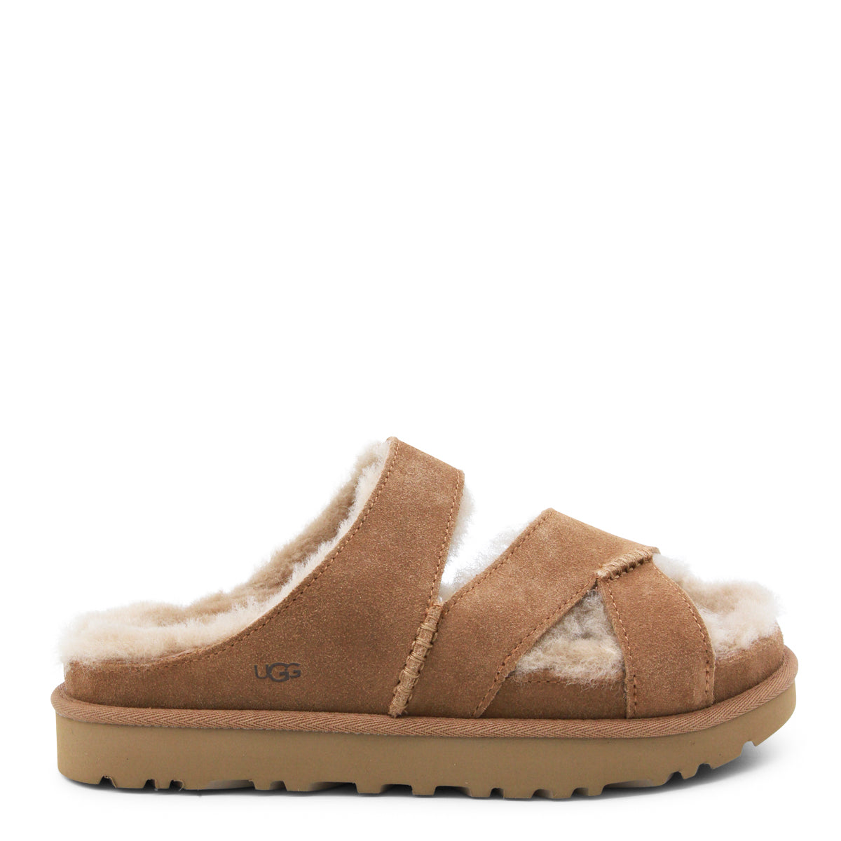 CHESTNUT SUEDE GREENPORT CROSS STRAP SANDALS