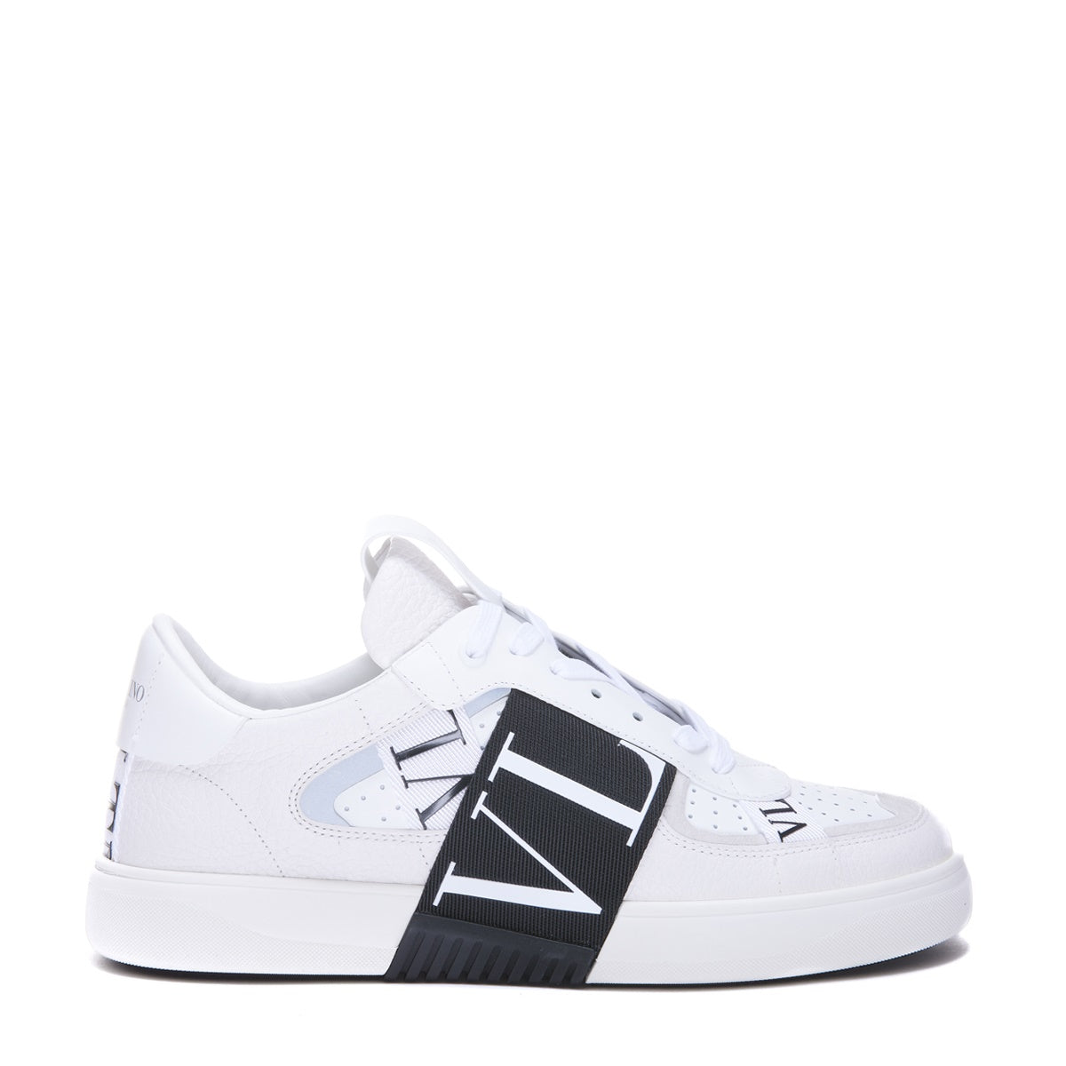 WHITE AND BLACK LEATHER VL7N SNEAKERS