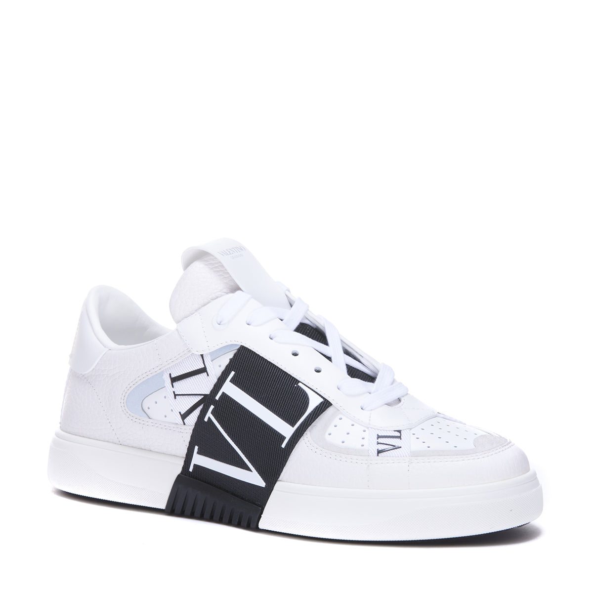 WHITE AND BLACK LEATHER VL7N SNEAKERS