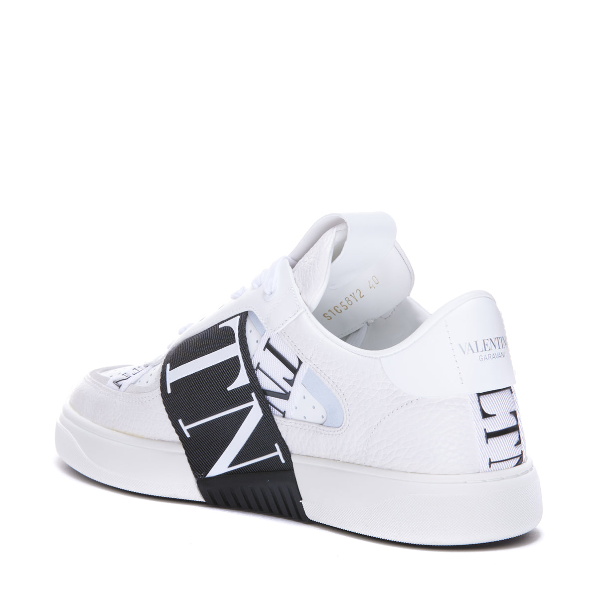 WHITE AND BLACK LEATHER VL7N SNEAKERS