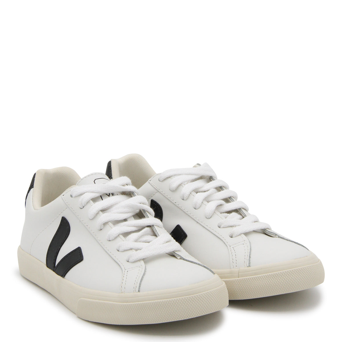 WHITE AND BLACK LEATHER ESPLAR SNEAKERS