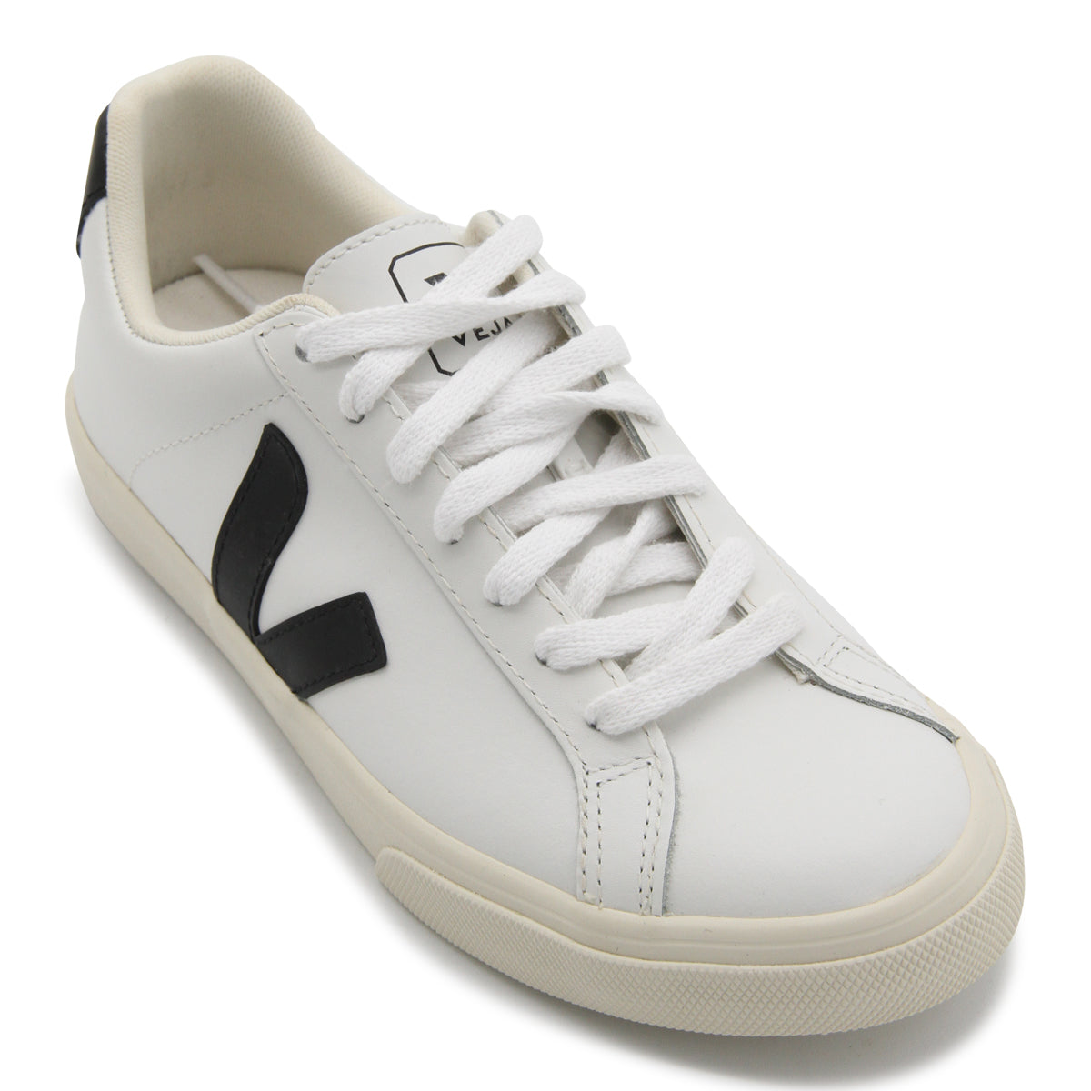 WHITE AND BLACK LEATHER ESPLAR SNEAKERS