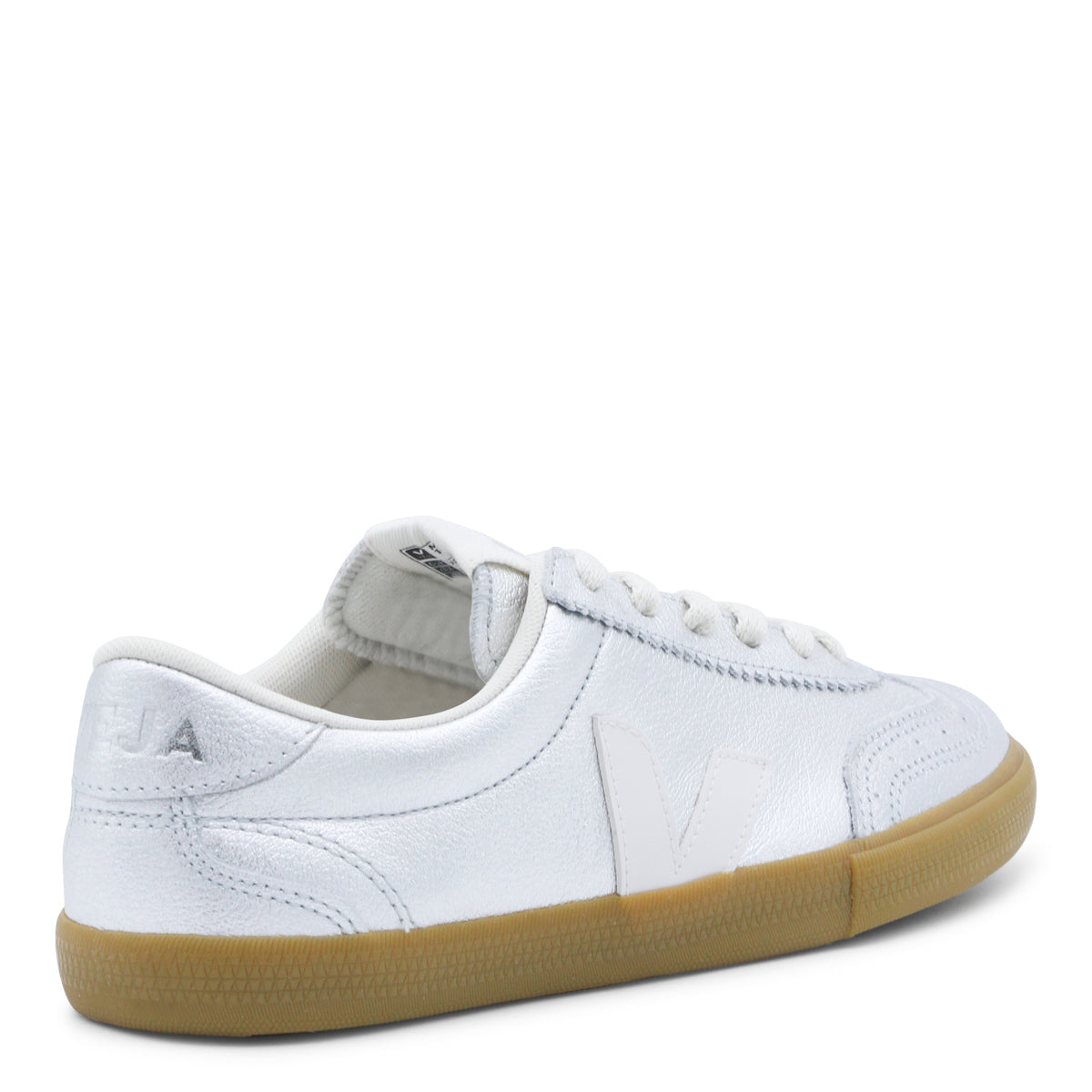 SILVER WHITE LEATHER SNEAKERS