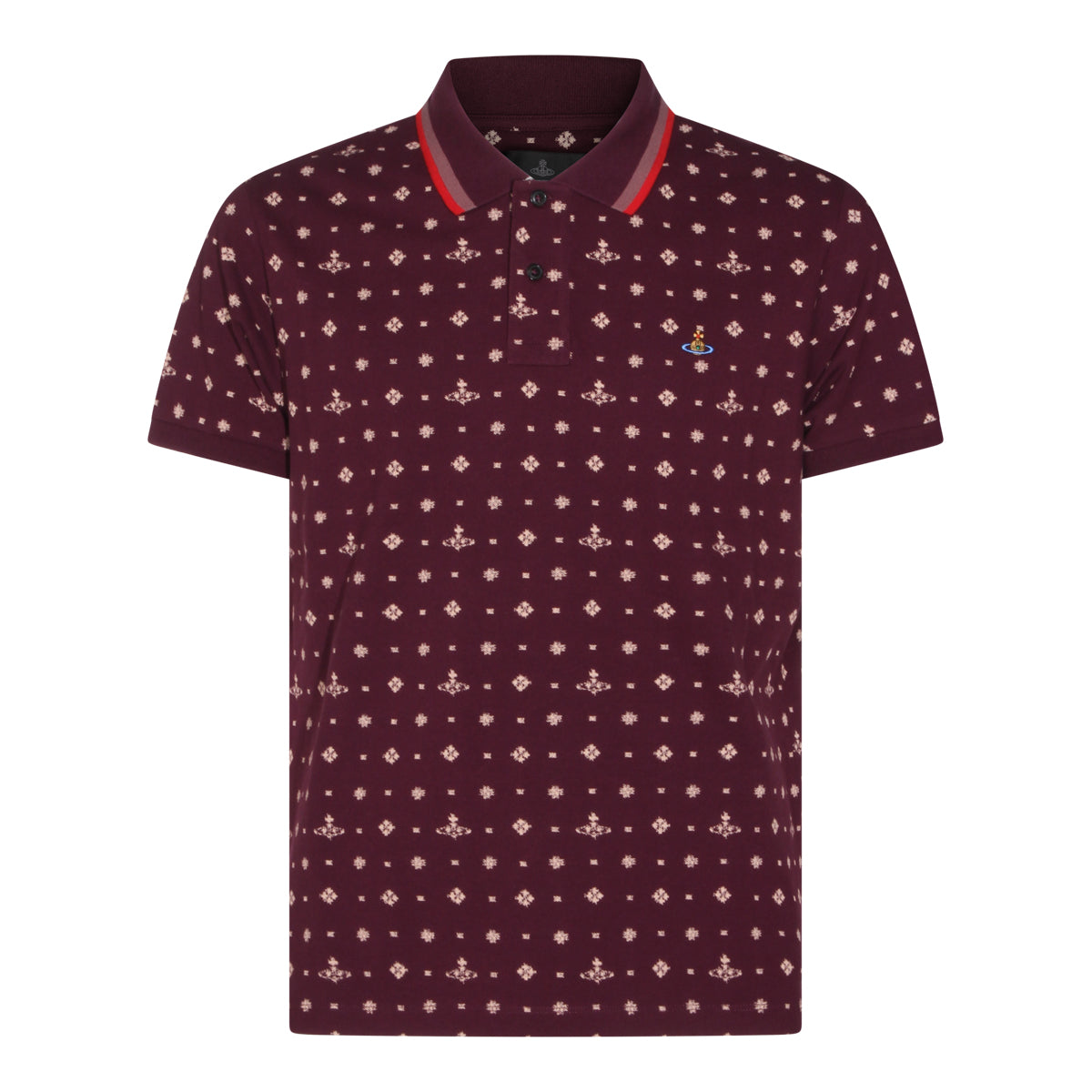 BURGUNDY COTTON ORB POLO SHIRT