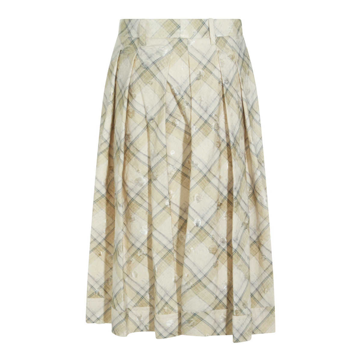 ECRU COTTON CHECK SKIRT