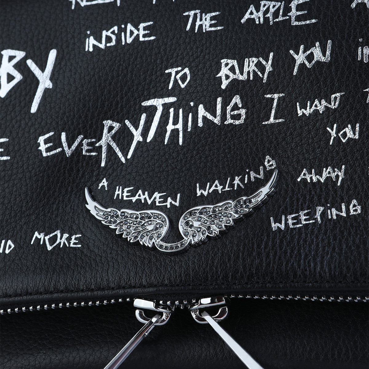 BLACK ROCK GRAFFITI LEATHER SHOULDER BAG