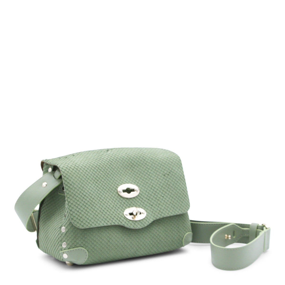 GREEN LEATHER POSTINA BABY TOP HANDLE BAG