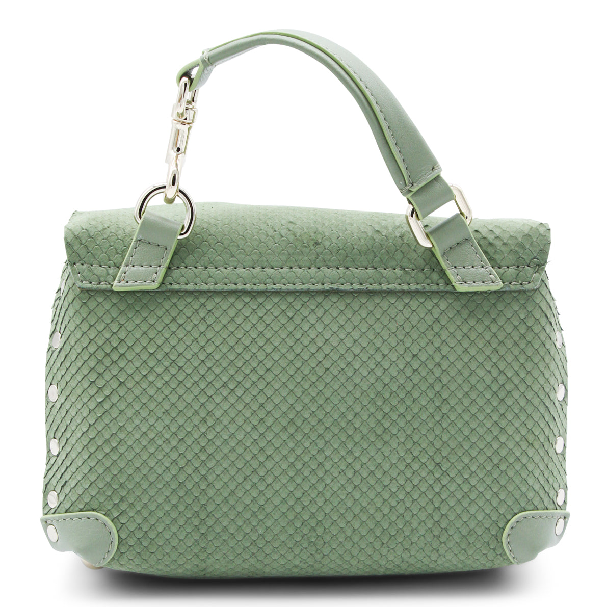 GREEN LEATHER POSTINA BABY TOP HANDLE BAG