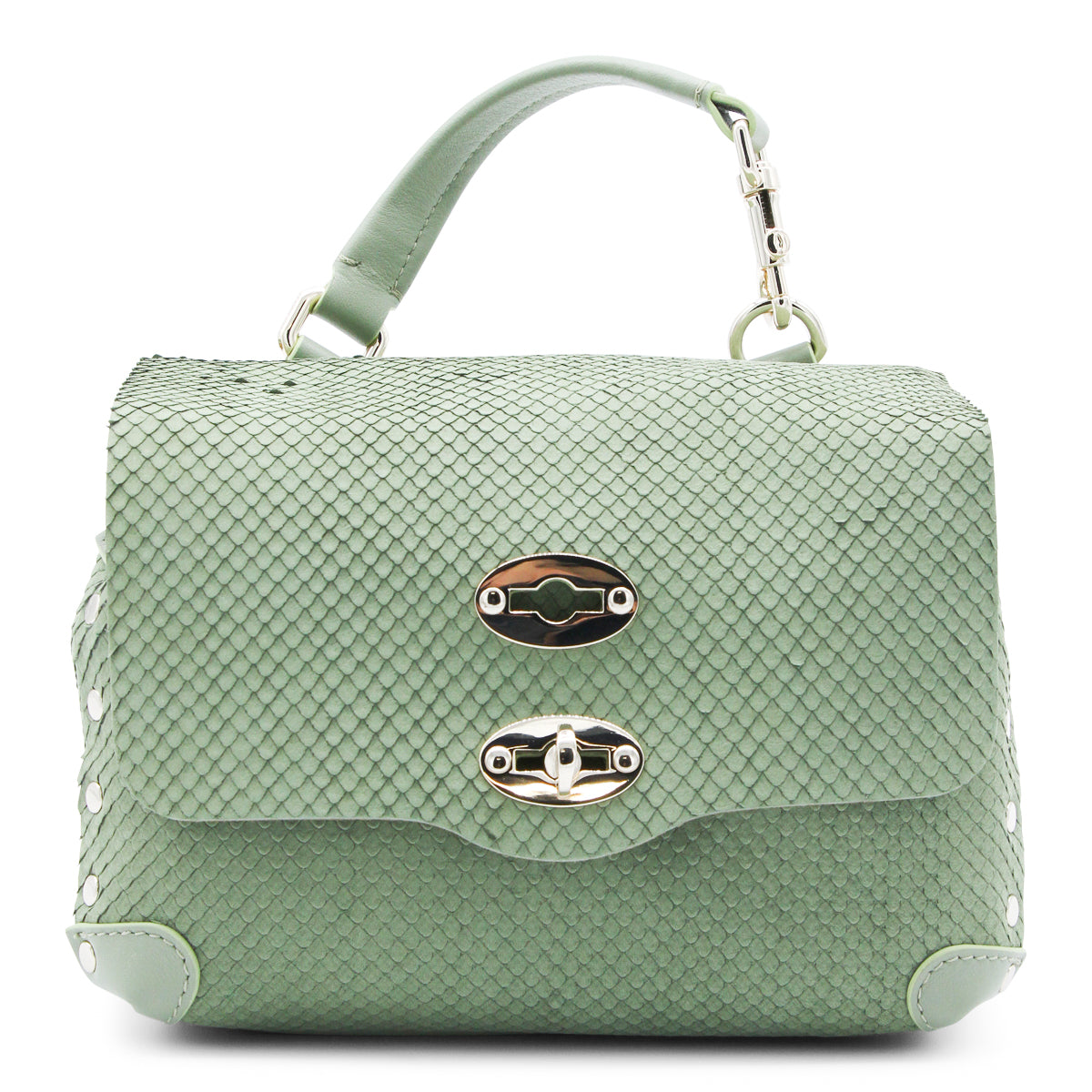 GREEN LEATHER POSTINA BABY TOP HANDLE BAG