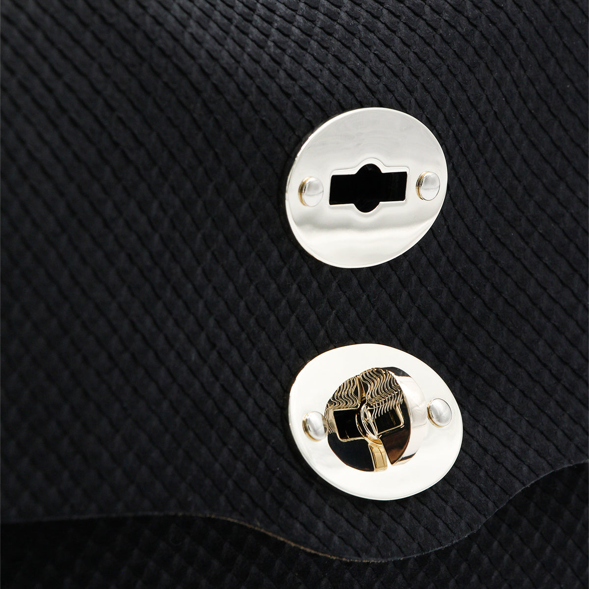 BLACK LEATHER POSTINA S TOP HANDLE BAG