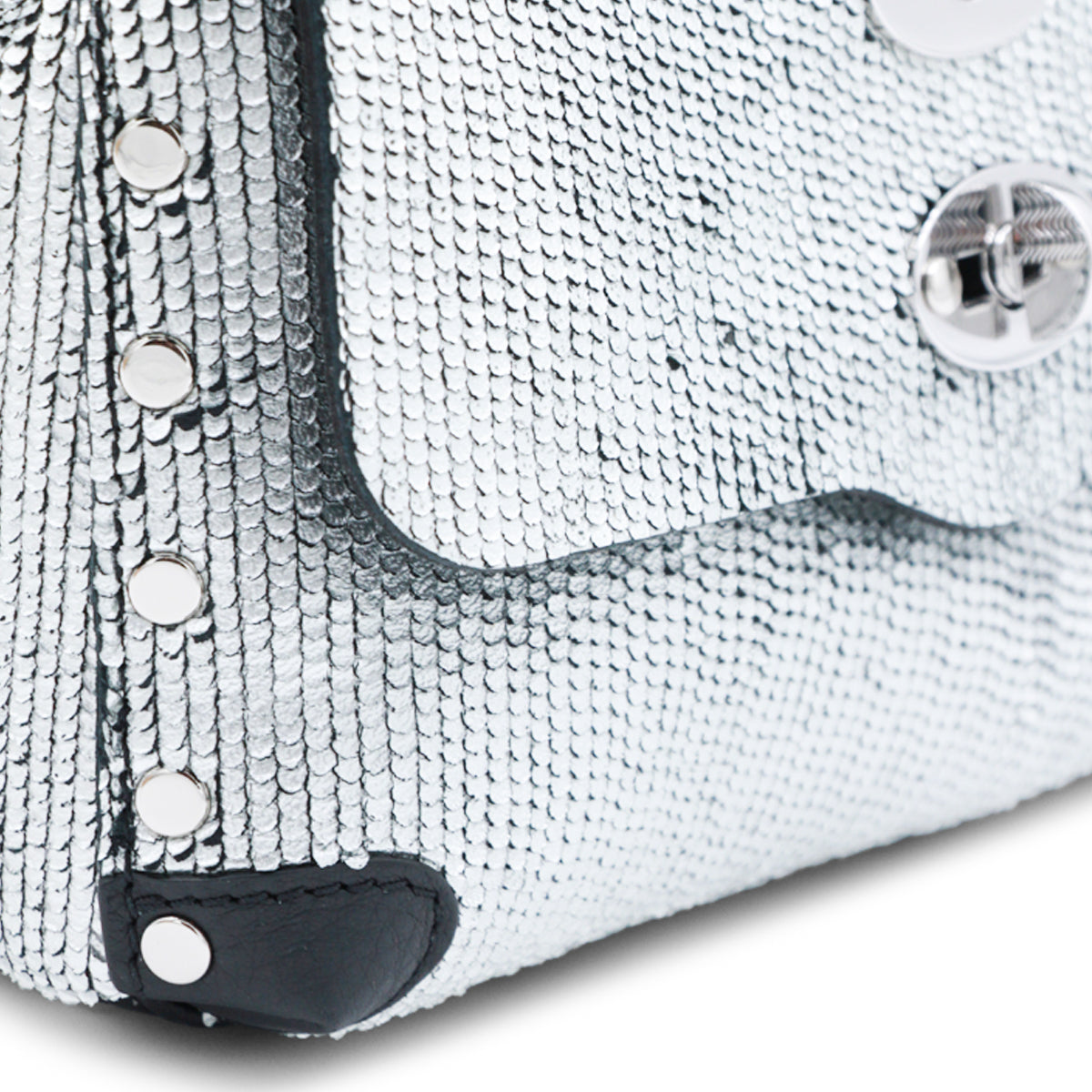 SILVER LEATHER POSTINA CBI TOP HANDLE BAG