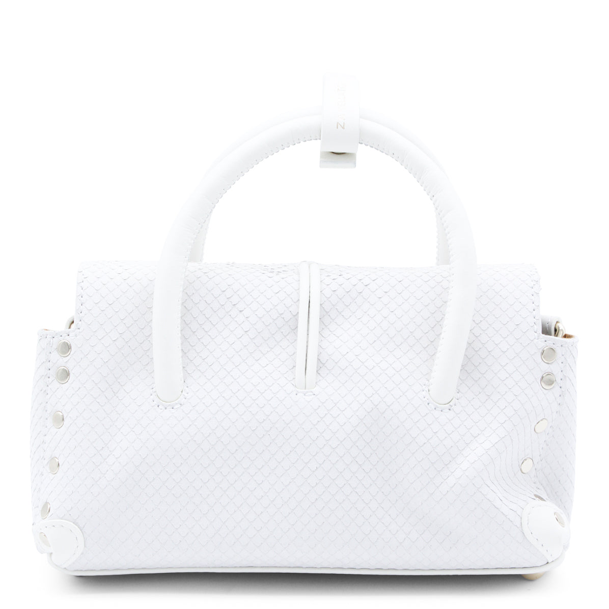 WHITE LEATHER DOTTA BABY TOP HANDLE BAG