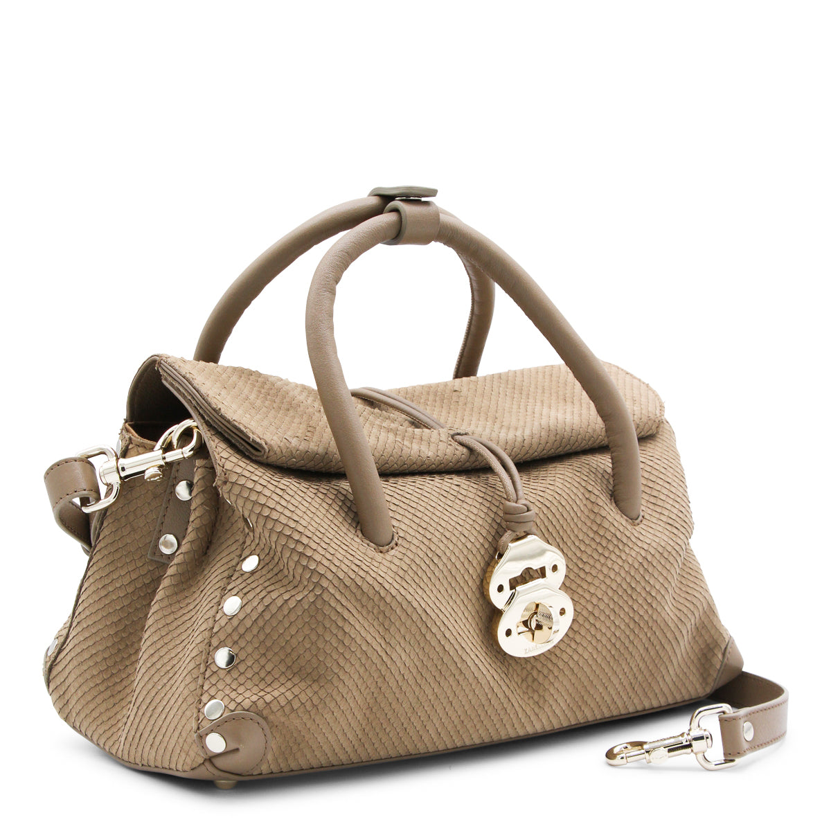 BEIGE LEATHER DOTTA S TOP HANDLE BAG