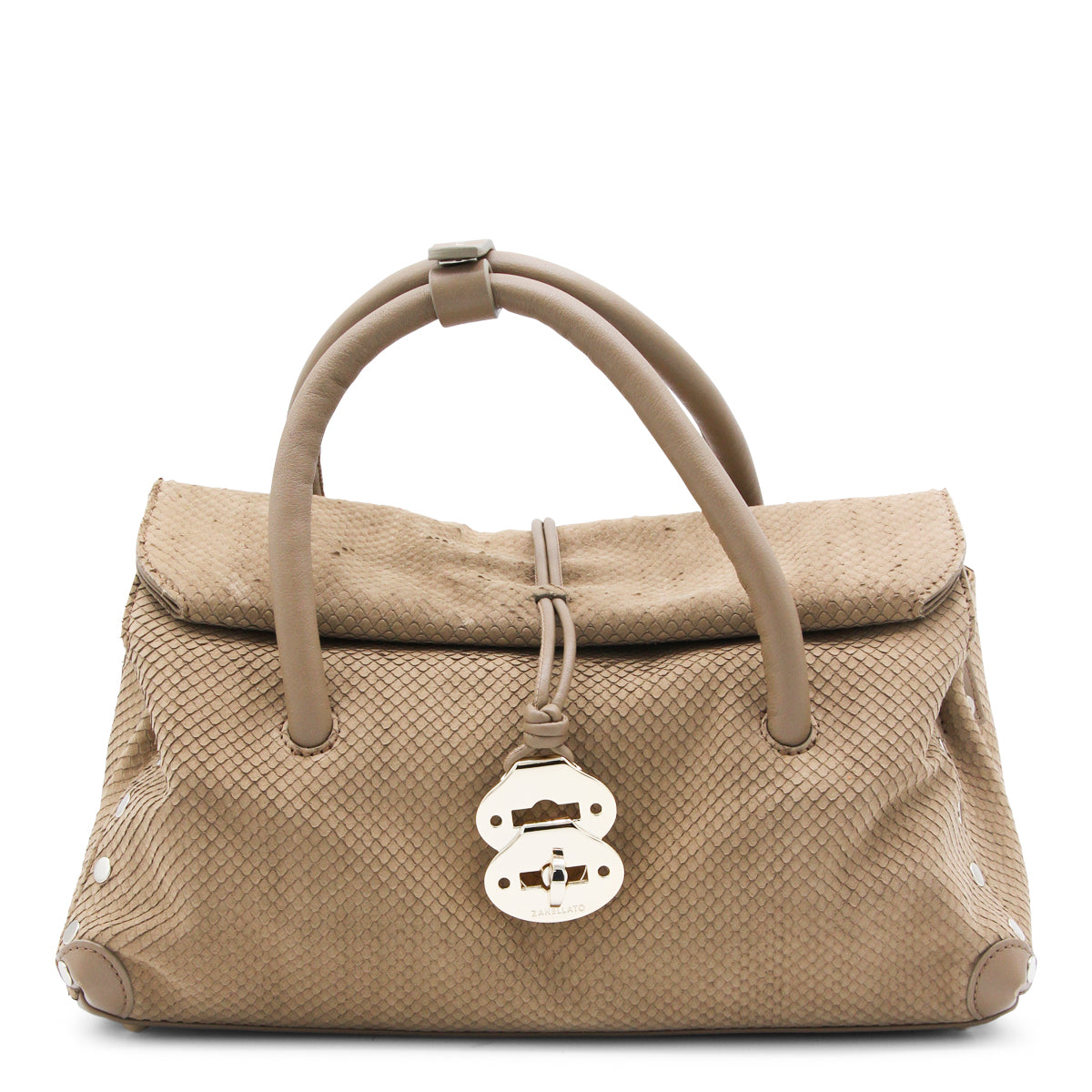 BEIGE LEATHER DOTTA S TOP HANDLE BAG